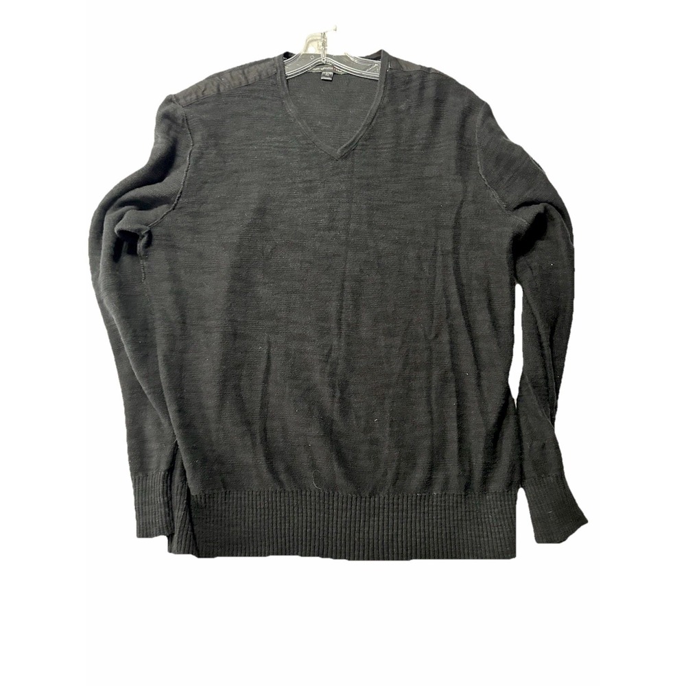 John Varvatos USA Men's XL Black Cotton Blend V-Neck Sweater (H3)